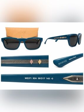 WEB Blue/ Monocolor Men's Sunglasses with Black Lenses